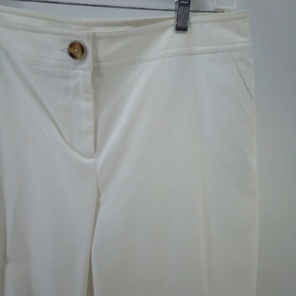 Rafaella White Crop Pants Cotton Spandex Button Detail 12 - Picture 5 of 8